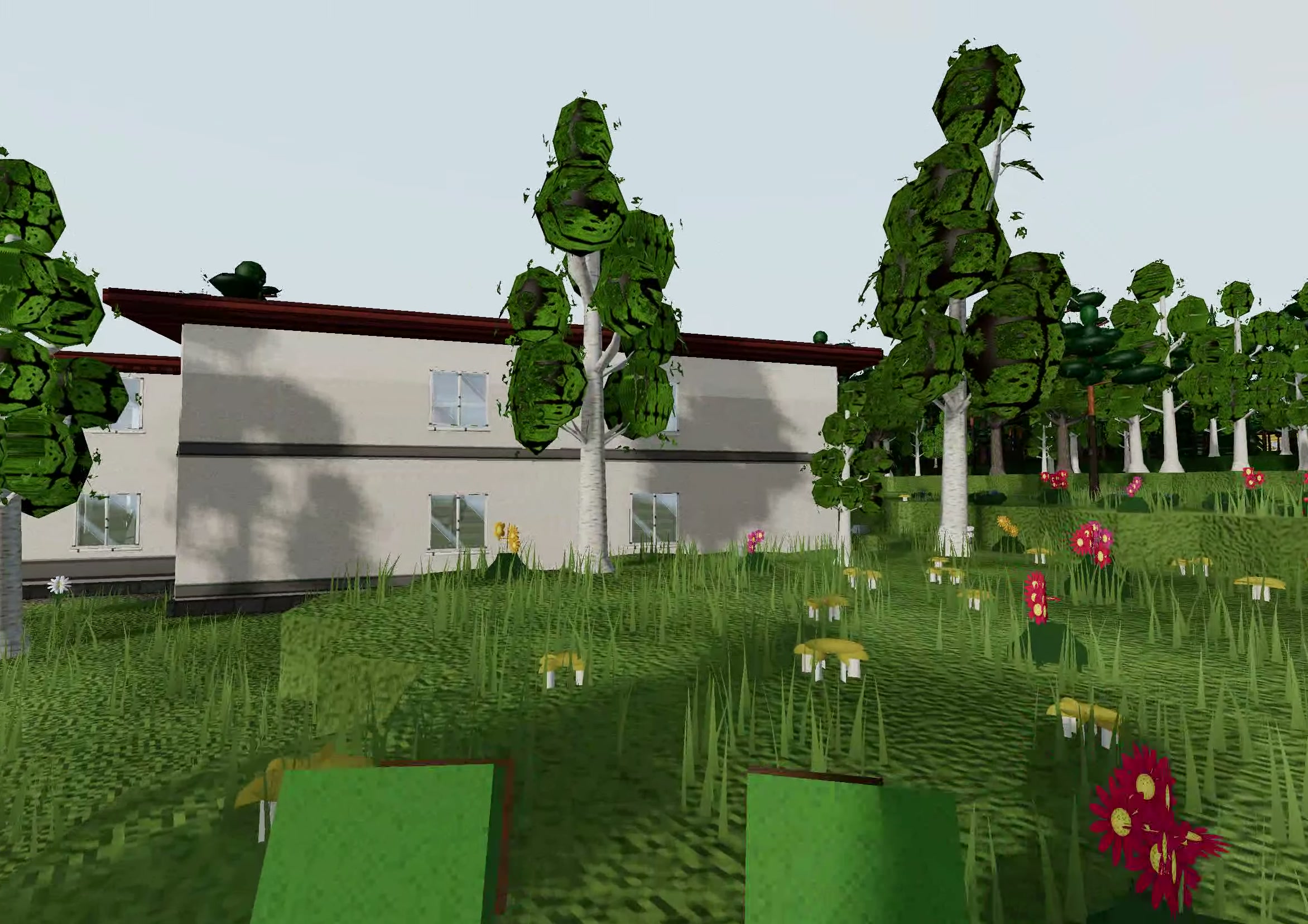 A TerraGrid home among trees and wildflowers